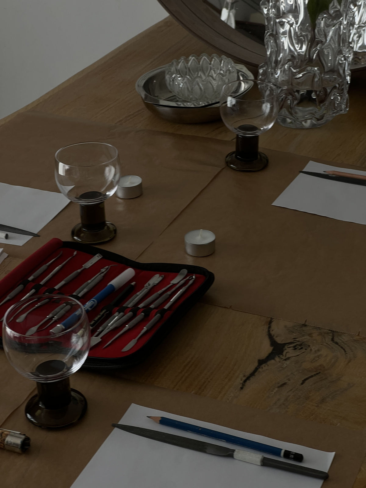 Werkzeuge zum Wachs schnitzen im Schmuckworkshop Hamburg-Altona